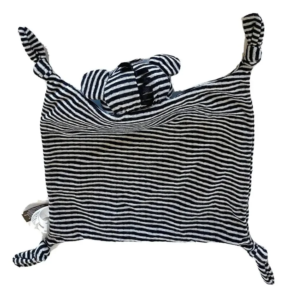 Zebra Baby Lovey Security Blanket Cotton Knotted Soother Dark Gray Demdaco